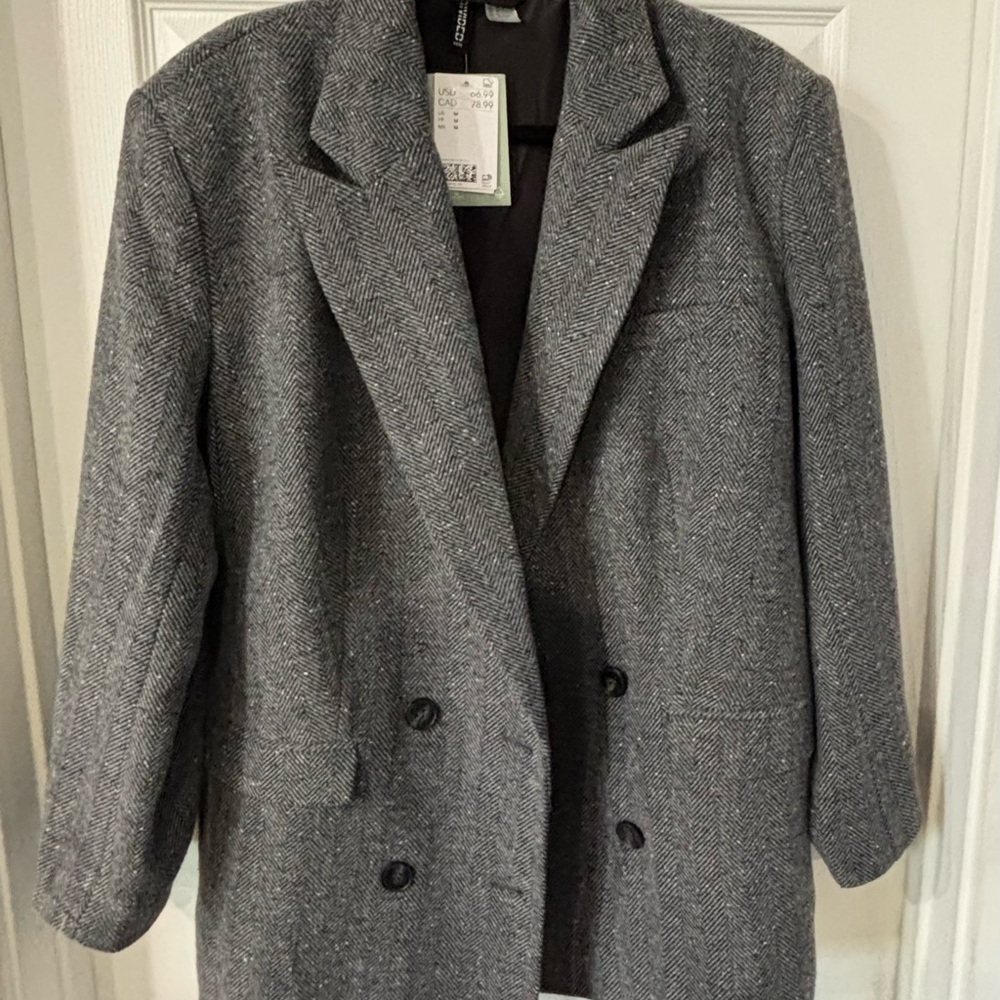 Women's Gray Double-Breasted Coat